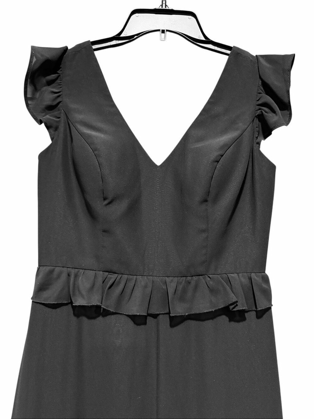 Revelry black Amelia bridesmaid dress ruffle chiffon maxi 4 - Picture 3 of 8